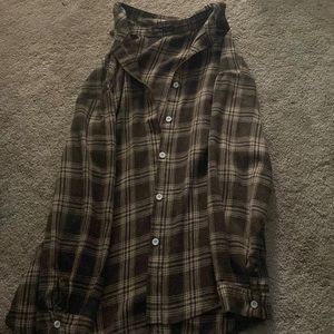 brown on brown plaid button up